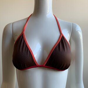 billabong retro brown & orange trim triangle bikini top